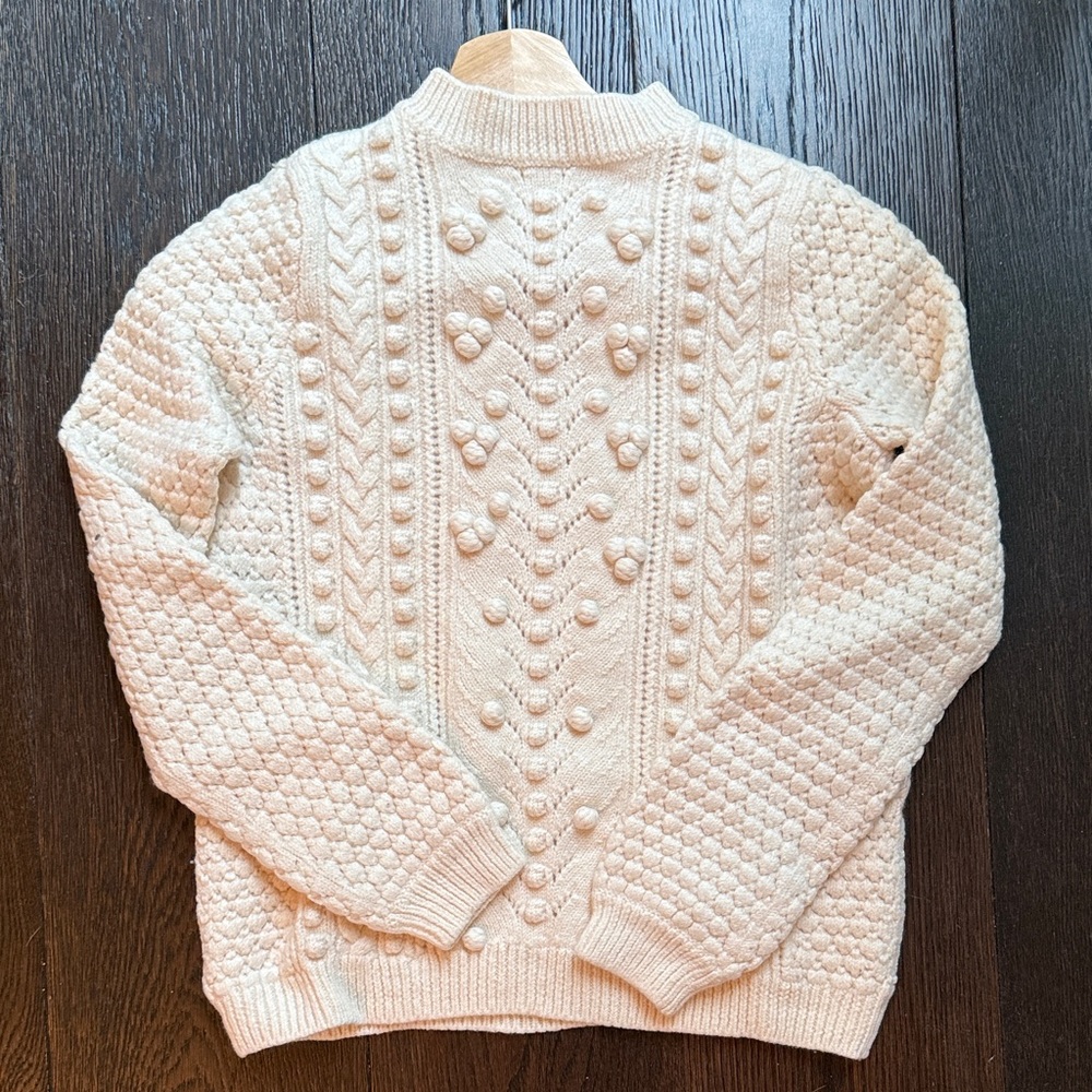 Sezane Cream Textured Knit Sweater